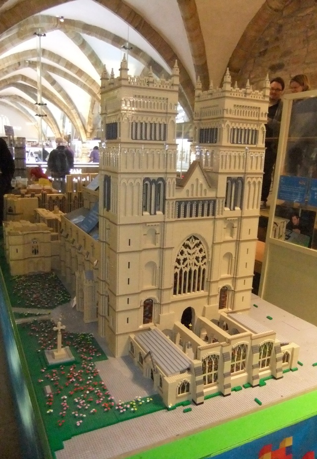 They are constructing a model of the Cathedral out of 'LEGO' bricks !!